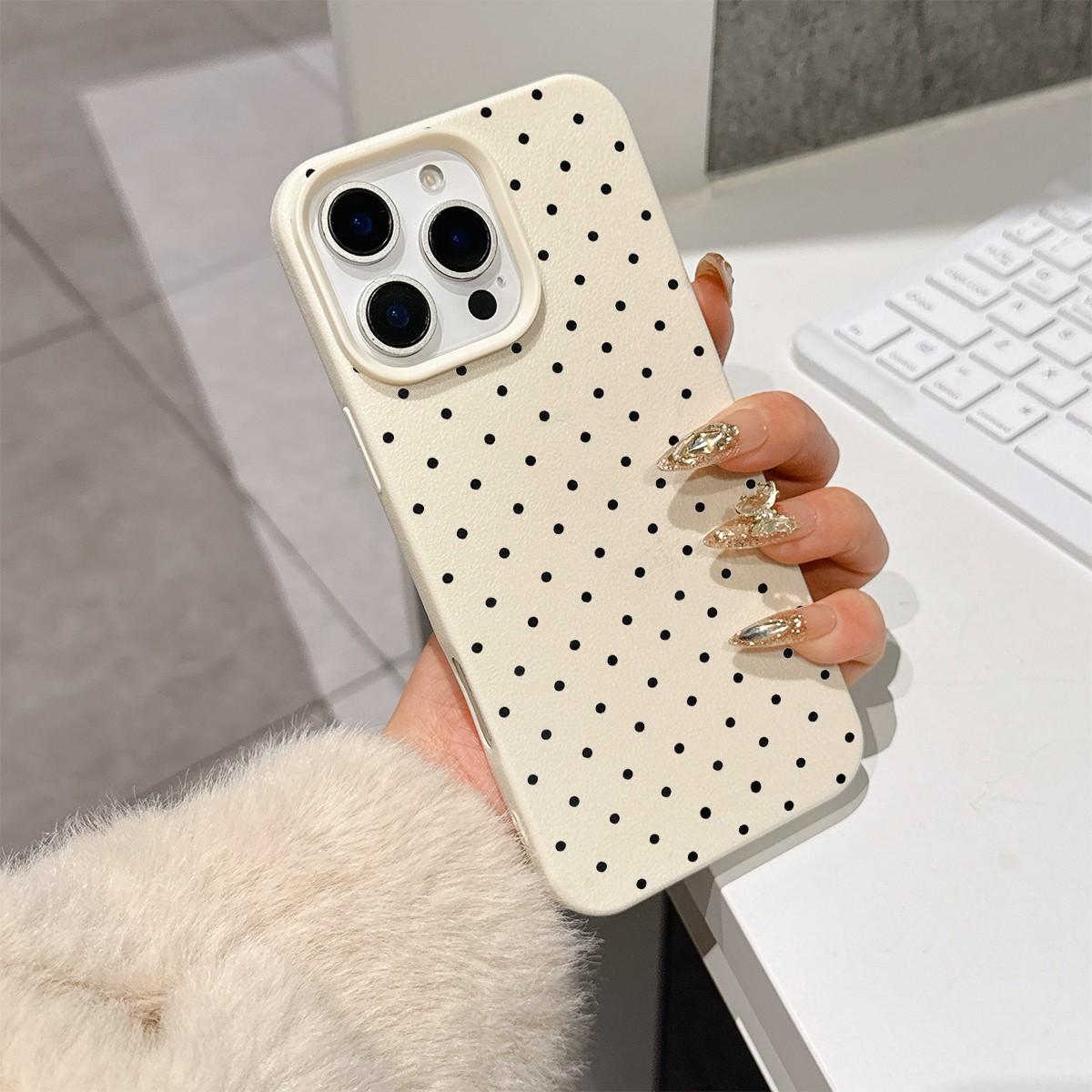 Polka Dot Print Tpu Anti-Drop Full Coverage Protective Case, Fits iPhone 11/12/13 Pro Max/14 Pro/15 Pro/iPhone 16/17 Plus