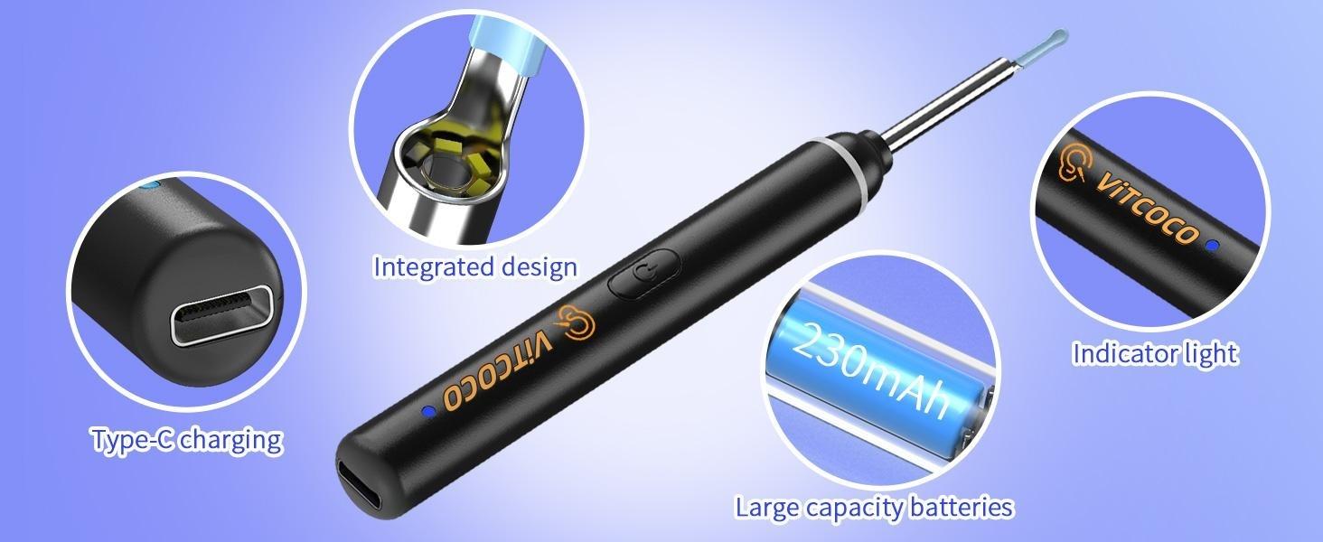 Ear Wax Removal Tool, VITCOCO Ear Cleaner with 1920P HD Camera, Earwax Remover with 8 Pcs Ear Set, with 6 LED Lights, for iPhone, iPad Mother's Day Gifts
