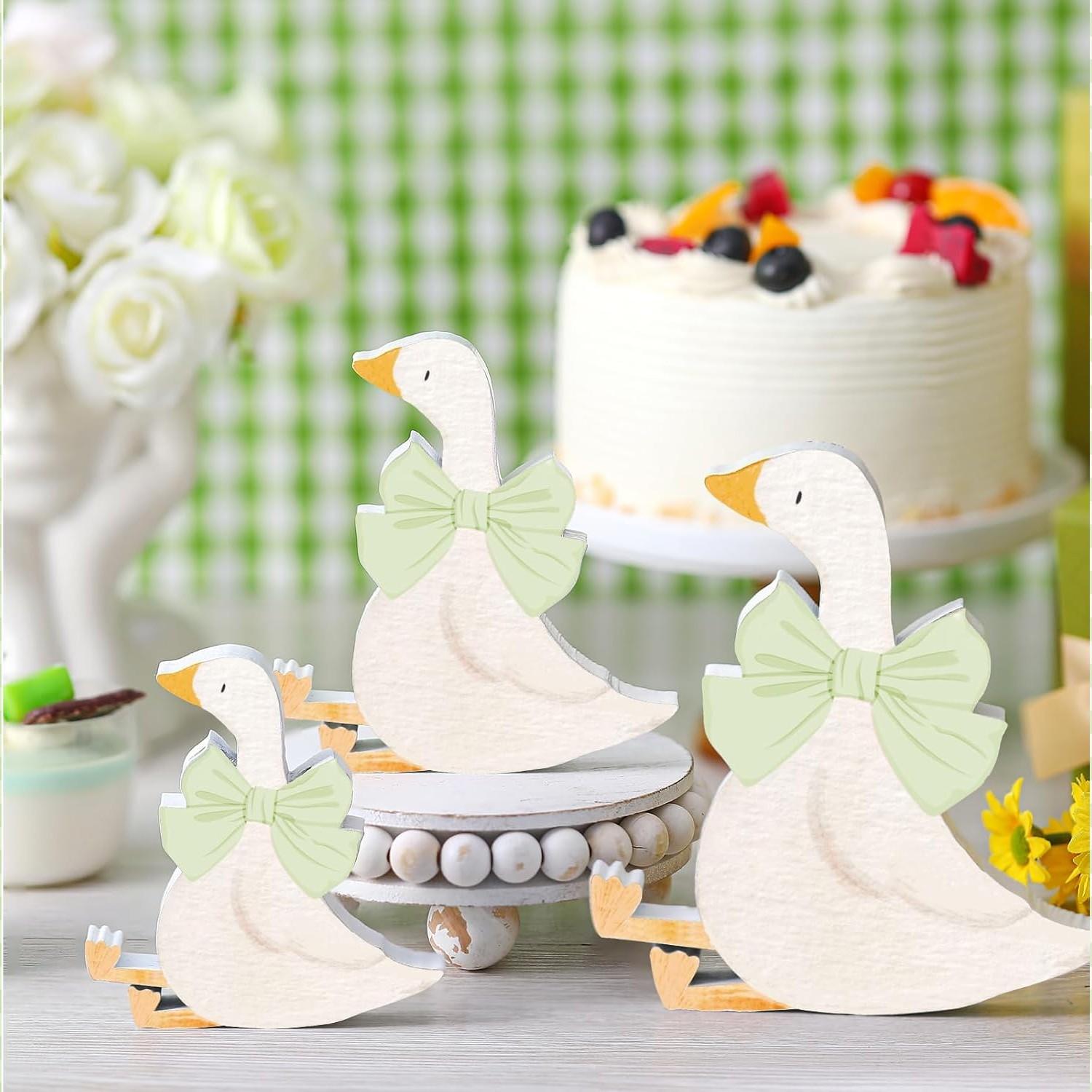 3 Piece Set Goose Birthday Party Decor Bow PVC Material Baby Shower Decoration Party Decoration Supplies Fun Dining Table Centerpiece Gift Layered Tray