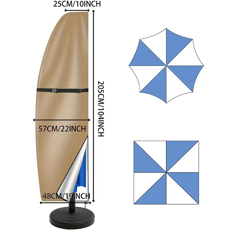 Patio Umbrella Cover 80-110inch | Heavy Duty Oxford Fabric, Zipper & Drawstring | All Weather Protection | 4 Colors