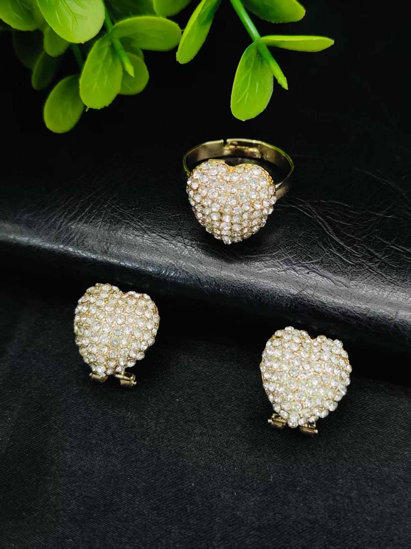 Elegant Xo Heart Rhinestone Jewelry Gift Set, Boho Floral Design, Perfect for Weddings, Birthdays, Valentine's Day, Mother's Day