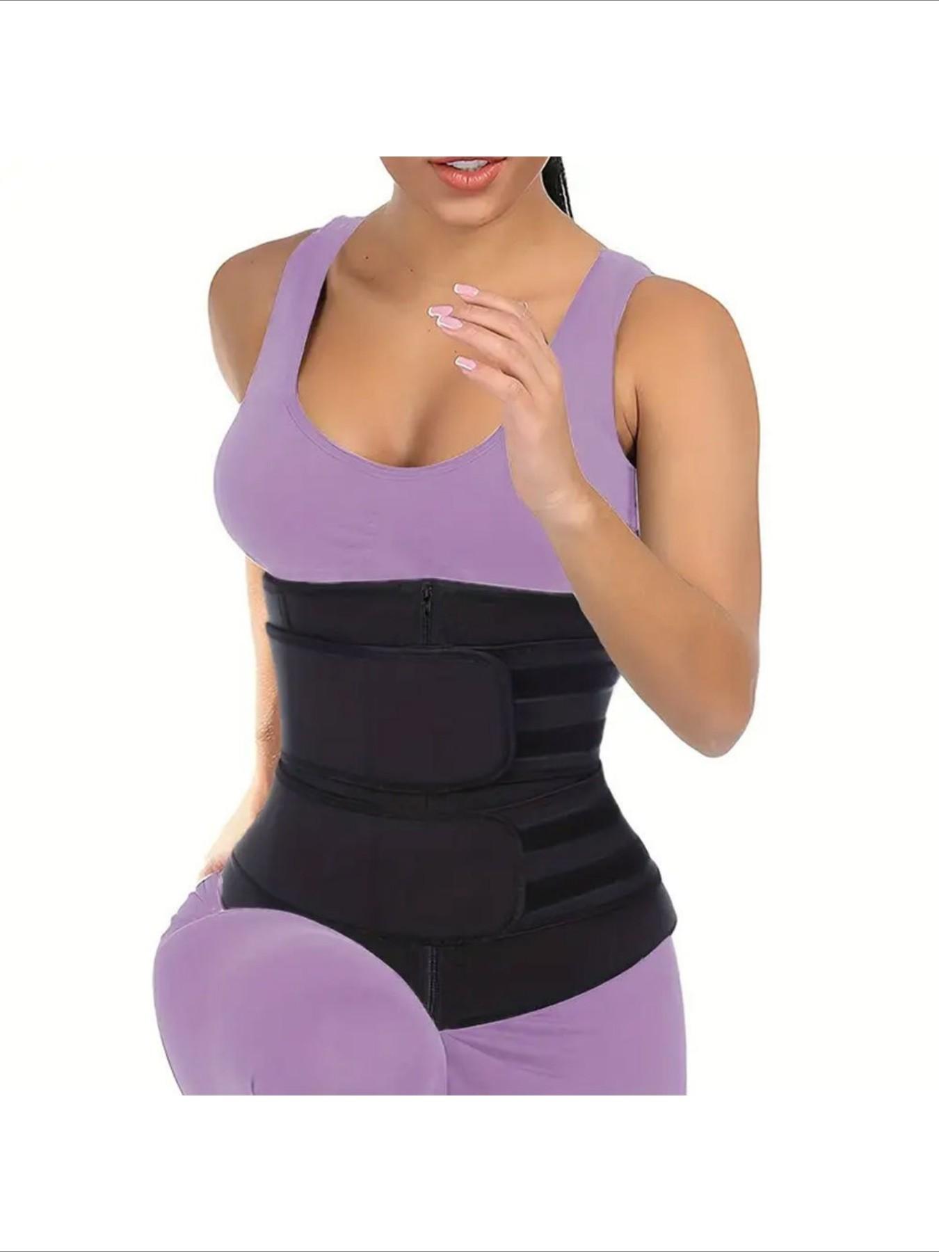 Waist Trainer for Postpartum Recovery, Dual Waist Belt with Zipper Closure, Sweat-Inducing Exercise Band, Belly Control & Body Shaping