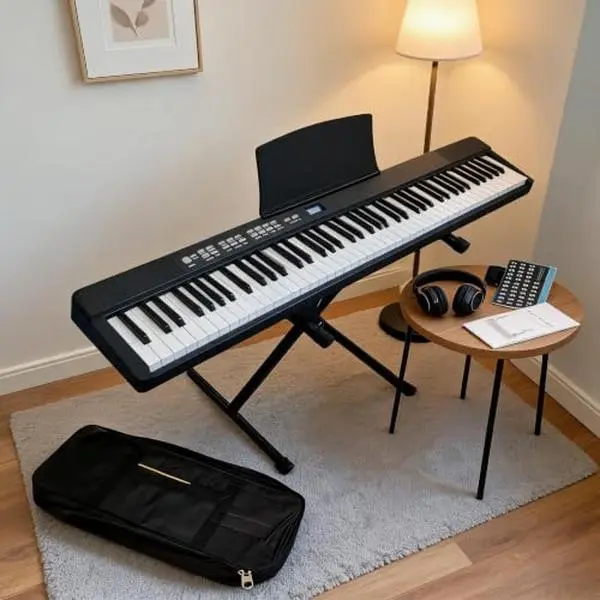 88‑Key Foldable Keyboard Piano, Touch‑Sensitive Portable Digital Piano with LED Display, 128 Tones, 128 Rhythms, 80 Demo Songs, Bluetooth Connection, Ideal Electronic Piano for Beginners
