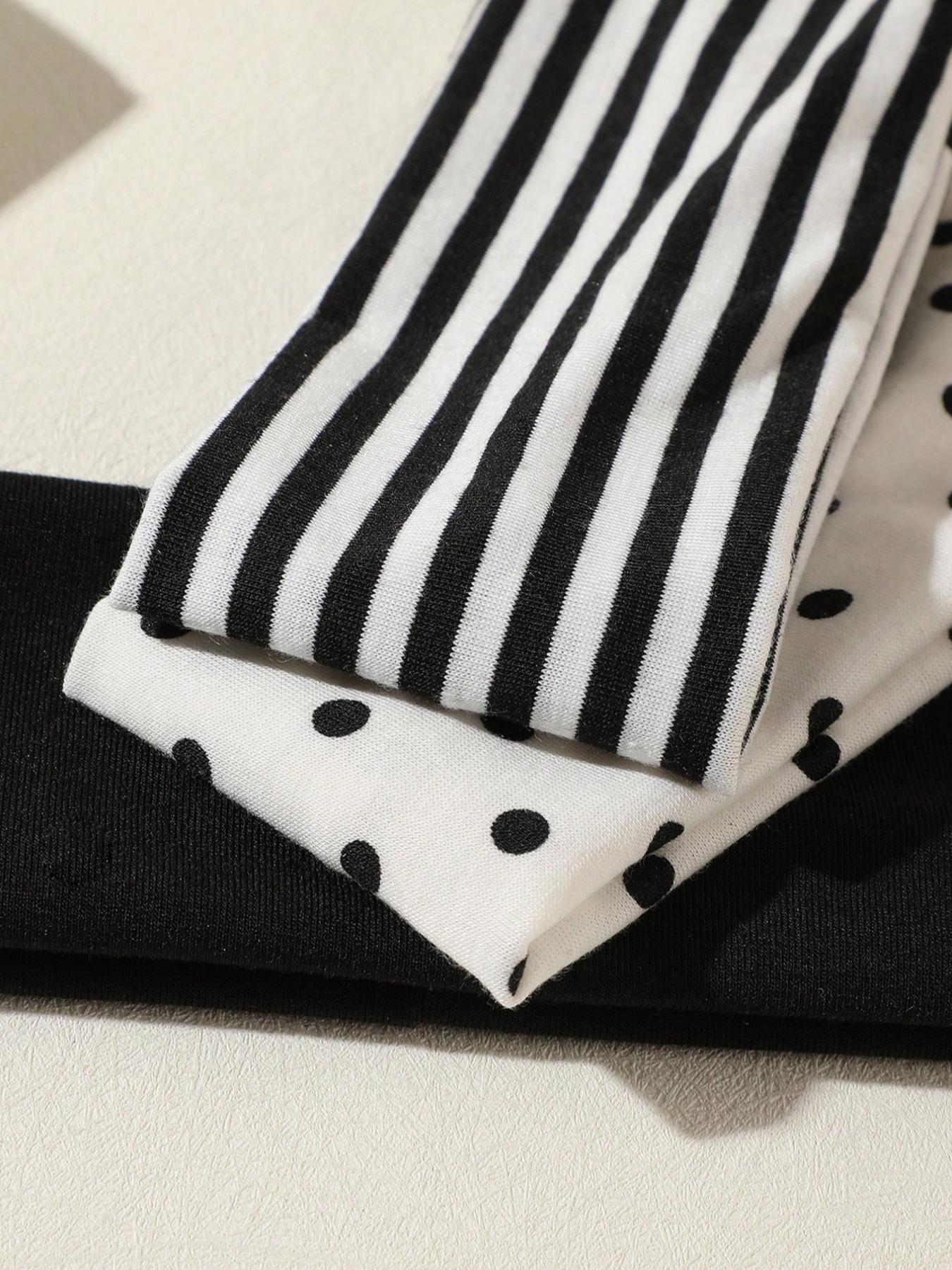 3pcs-Black-White-Polka-Dot-Striped-Elastic-Sweatband-Suitable-For-Daily-Life-Yoga-Fitness-Travel-Women-Hair-Accessories-Elastic Headbands-Headband Set