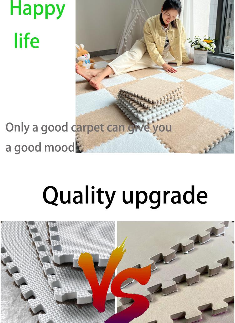 24-Piece Long Pile Patchwork Rug Set, Washable Floor Mat, Interlocking Mats for Bedroom & Living Room, Home Use, 6mm Eva Foam Base, Carpet Mats