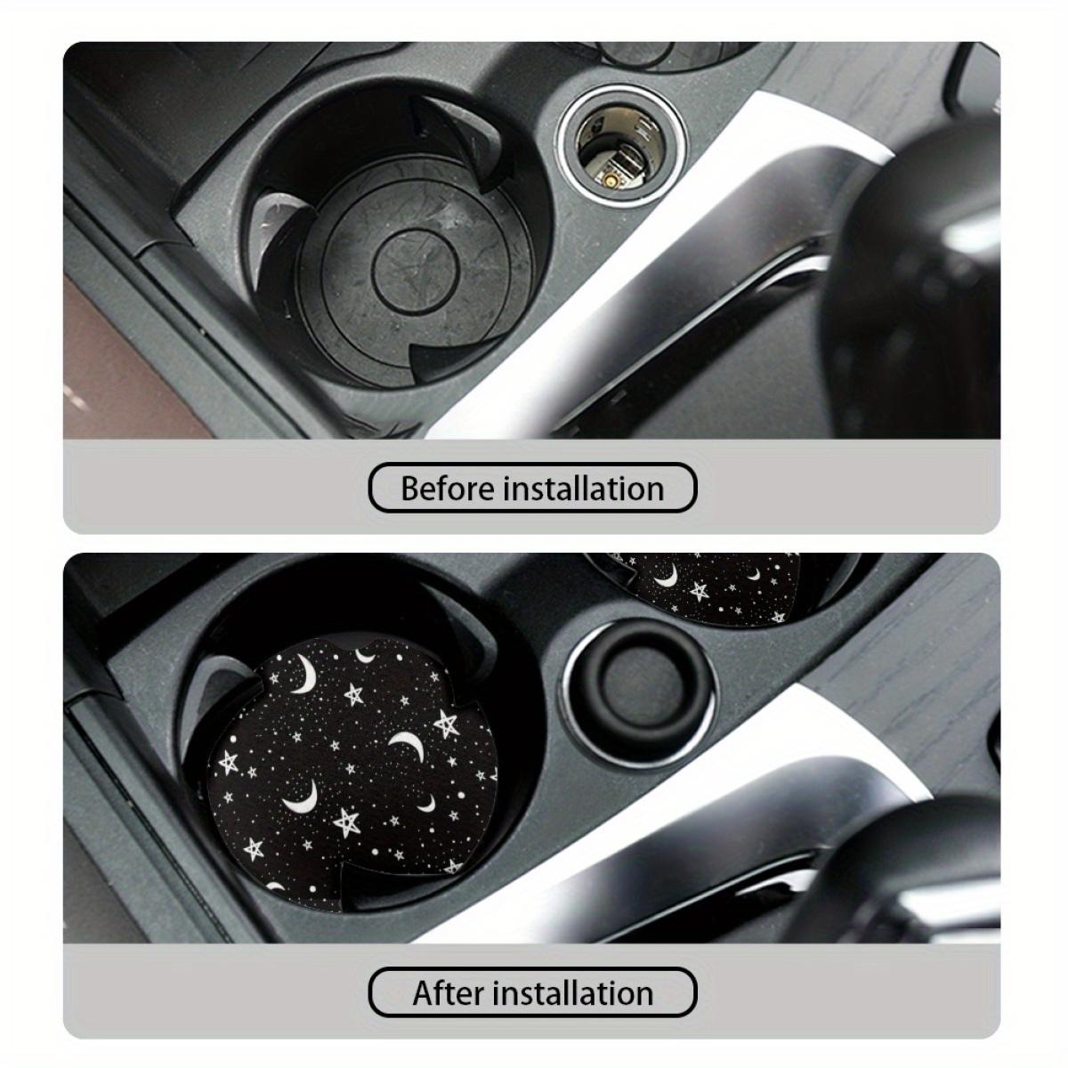 Star & Moon Pattern Car Coaster, Round Car Cup Holder Coaster, Car Interior Decoration Accessories for Women & Men, Car Interior Accessory