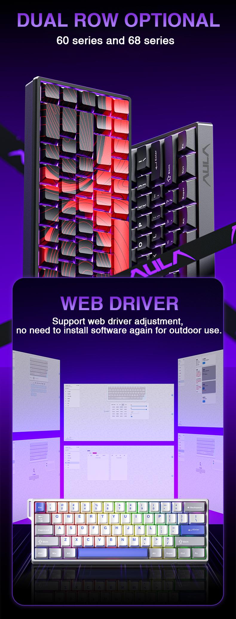 [New]AULA WIN60/68 HE PRO Magnetic Switch 60%Wired Mechanical Gaming Keyboard(Rose Red), 8000Hz Polling Rate,Hot Swappable, Adjustable Actuation Rapid Trigger Mode, RGB Backlit,60 Percent Small Keyboard Gaming Accessories TikTokShopBlackFriday