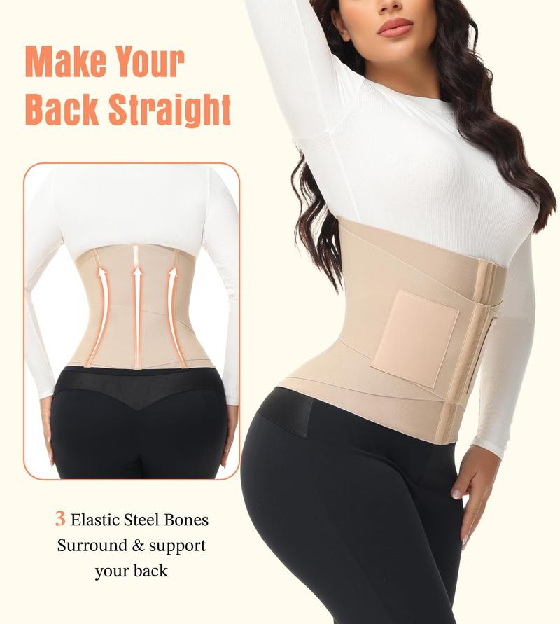 ChicCurve Corset for Women Segmented Waist Cincher Shapewear for Tummy Control Workout Sweat Corset Wrap Belt with Soft Leather Fastening and 3 Adjustable Straps for Comfort and Support