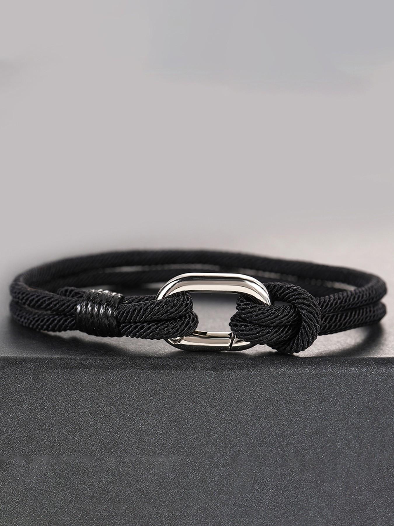 Men's Braided Rope Bracelet, Minimalist Nautical Style, Adjustable Buckle, Durable Handmade Knot Wristband, Daily Wear, Fitness Gift
