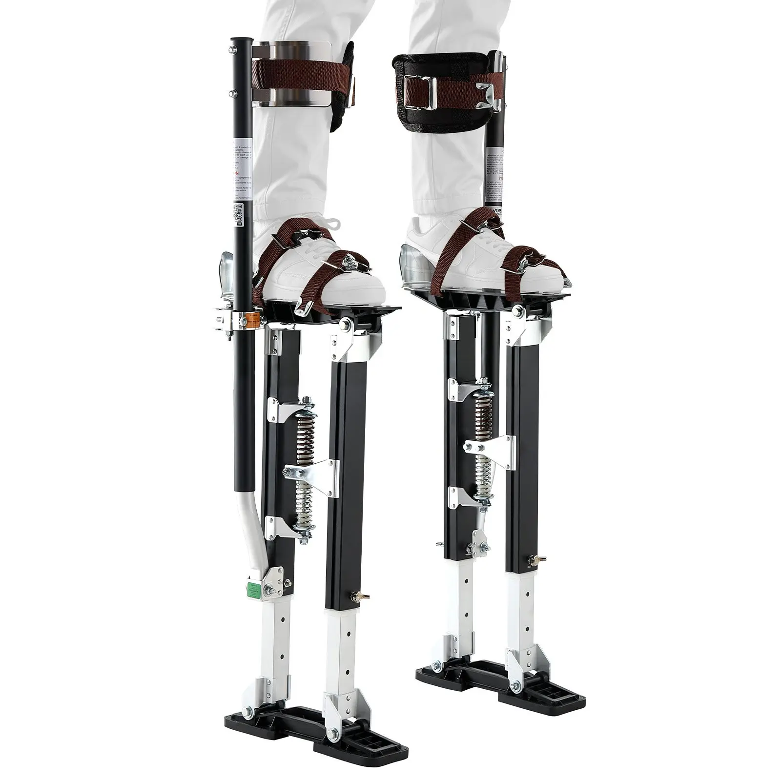 VEVOR Drywall Stilts, 19.1–31.1 in Adjustable Aluminum Painter Stilts, 228 lbs Load Capacity, Non-Slip Rubber Feet, Dual Spring Shock Absorption, Comfortable Leg Straps for Painting, Decoration, Blac
