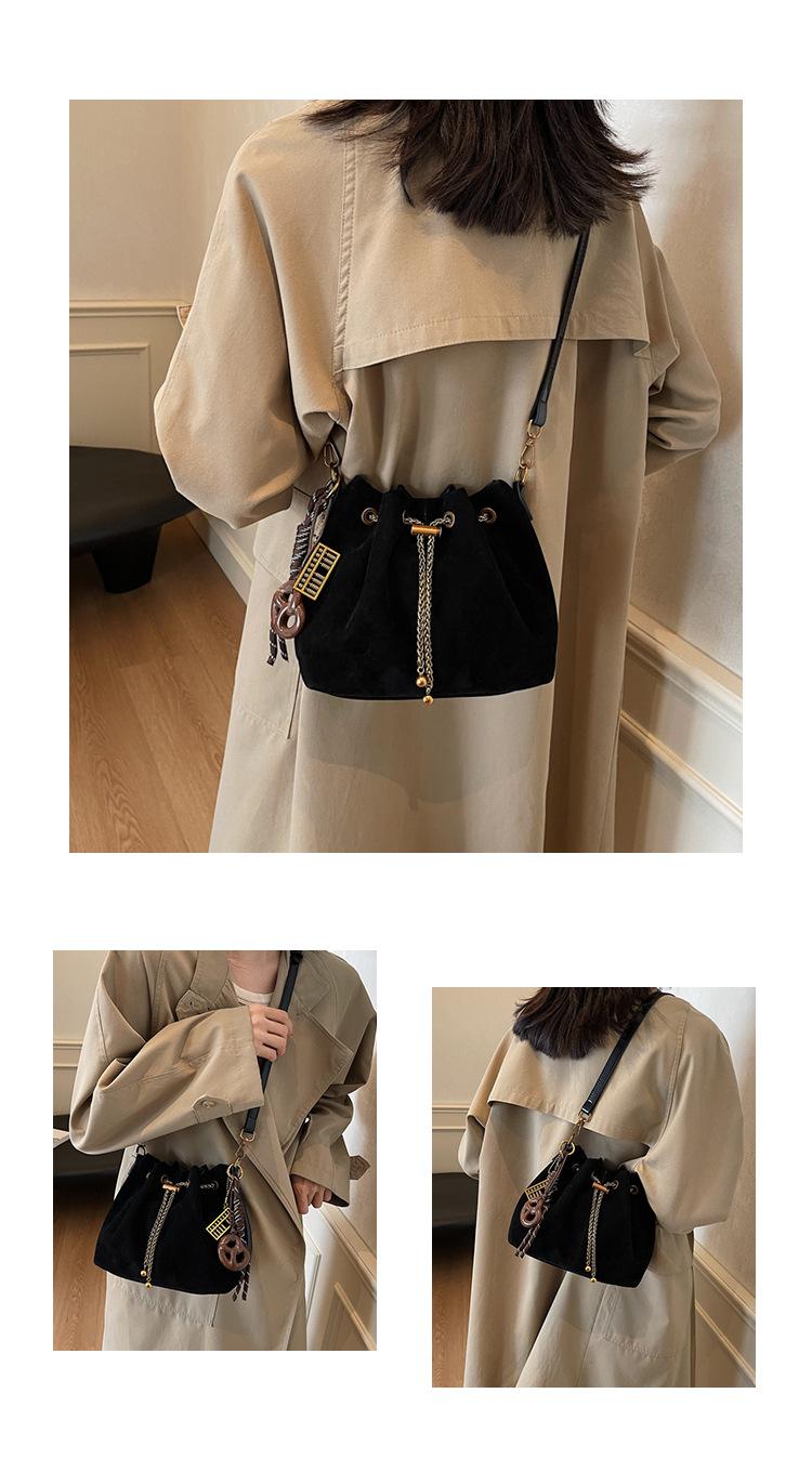 Women's Vintage Crossbody Bag - Bucket Purse with Adjustable Strap, Drawstring Closure, Coffee Brown/Black - Handheld Shoulder Bag for Everyday, Formal, Special Events - Durable Women's Purse, Crossbody Purse, Evening Event Accessory SpringStatements