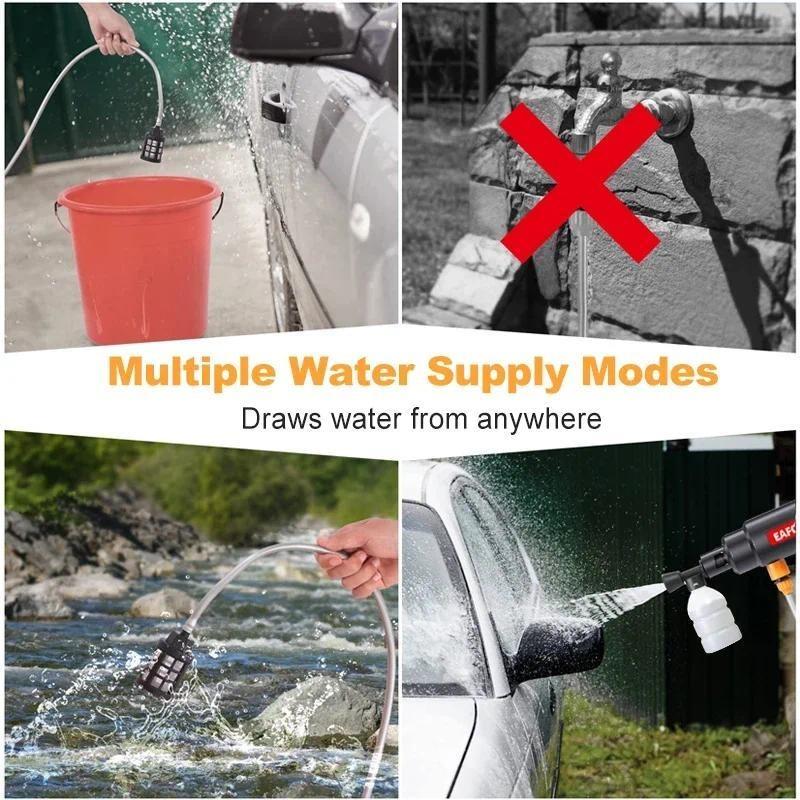 21V High Pressure Car Wash Rechargeable Lithium Battery Water Gun Machine Foam Generator Spray Cleaner 0-45° nozzl