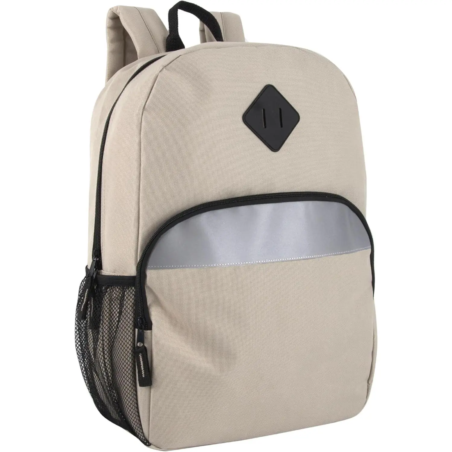 outdoor sports Trail maker 17" Backpack – Reflective School Backpack with Padded Straps, Water Bottle Pockets for Kids & Adults, School Travel Camp (Khaki)