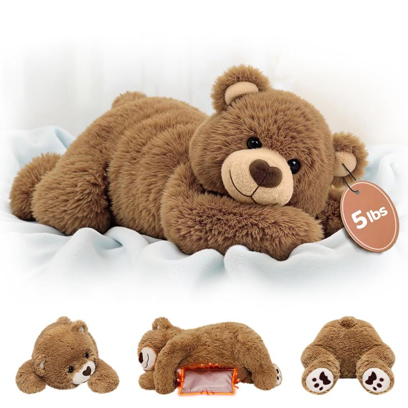 Removable Heating Pad – 5lb Weighted Mewaii Premium Plush, Microwavable & Freezable Stuffed Animal, Hot & Cold Cuddle Toy for Stress Relief