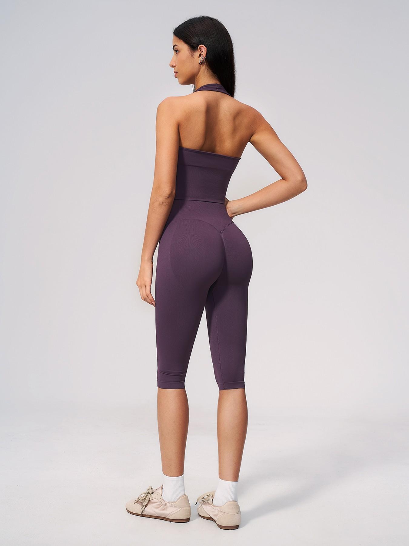 Women's New Ribbed Yoga Set, Shockproof High Stretch Activewear, Tummy Control Butt Lifter Tight Workout Outfit for Running, Training and Fitness, Seamless Yoga Sportswear