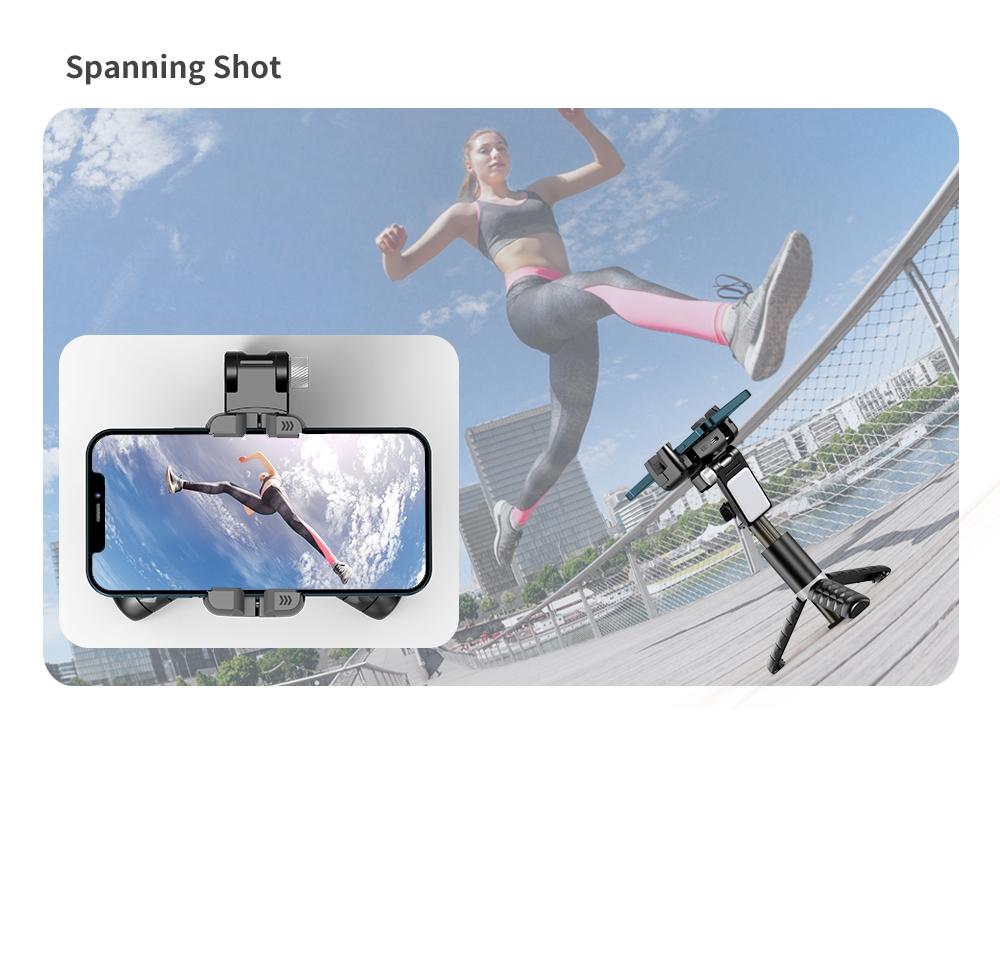 Selfie Q18 with 2D Gimbal and Tripod, Remote LED Light, Anti-Shake and Face Recognition for Perfect Photos, Smartphone Vlogging Kit