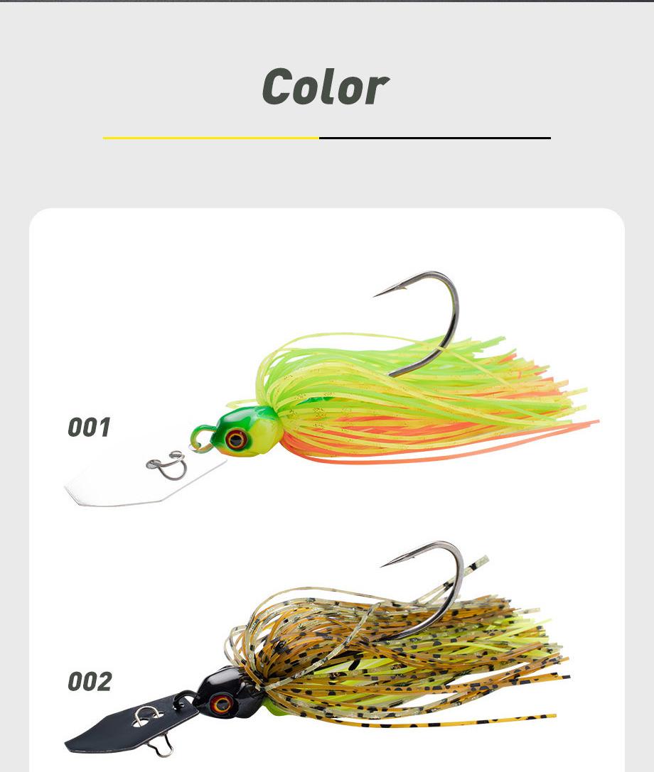 5pcs,Bladed Jig Fishing Lures Kit,Silicone Skirted Jig Head with Sharp Hooks,3D Eyes Bass Lures for Freshwater Saltwater,Durable Fishing Tackle