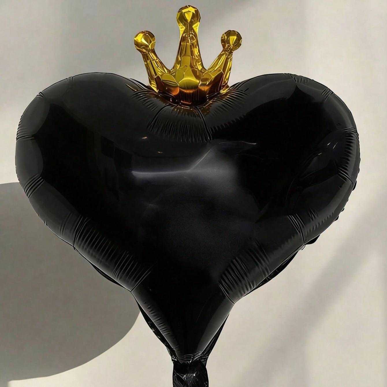 10pcs 19-Inch Crown & Heart Shaped Floating Balloons, Perfect for Weddings, Birthdays, Parties, Indoor/outdoor Decorations