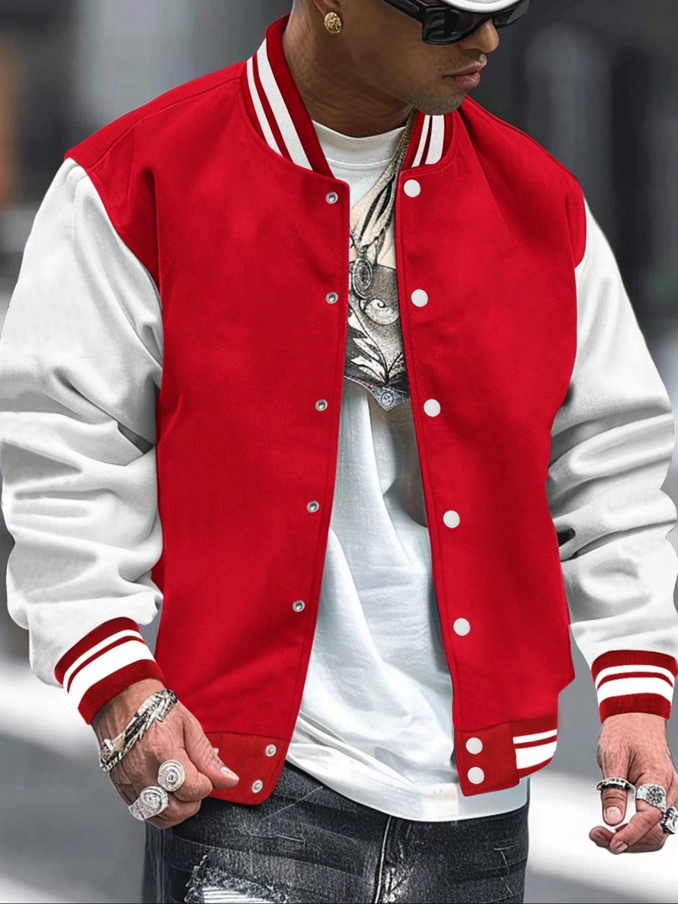 Men's Baseball Jacket Coats Colorblock Long Sleeve, Fitted Casual Campus Style, Comfortable Daily Wear, Thick Fabric Knit for Fall & Winter,Fall outfits, Clothes