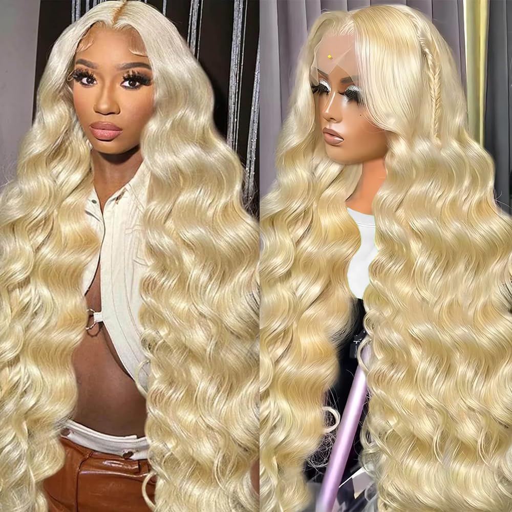 613 Lace Front Wig Human Hair 13x4 Transparent Lace Blonde Lace Front Wigs 613 Body Wave Lace Front Wigs Human Hair Pre Plucked 613 HD Lace Frontal Wig 180% Density