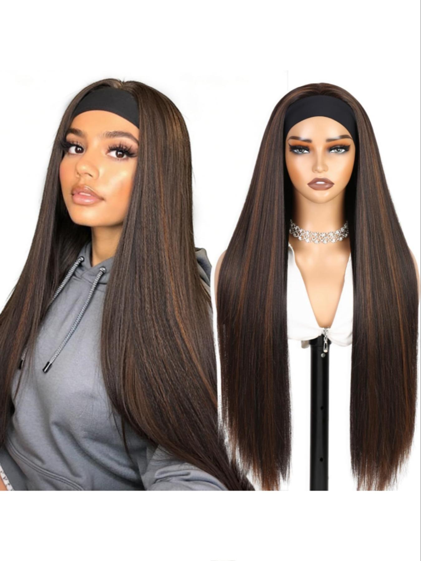 32 Inch Super Long Glueless Headband Half Wig for Women, Daily Wear Wig, Synthetic Wigs, Synthetic Straight Hair, Heat Resistant Fiber, Suitable for Daily & Party Use