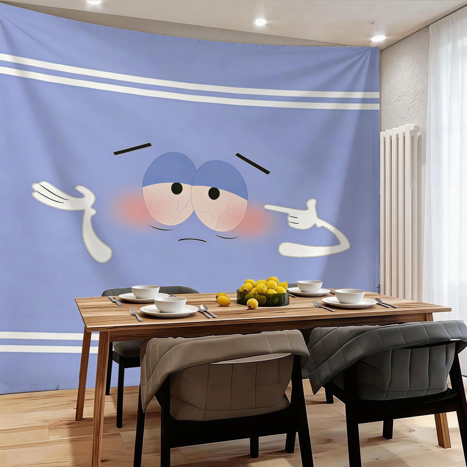 Meme Emoji Tapestry, Funny Awkward Shy Face Wall Hanging, Cute Purple Aesthetic Room Decor for Bedroom Living Room Dorm, Ideal Gift for Meme Lovers Teens Girls Adults