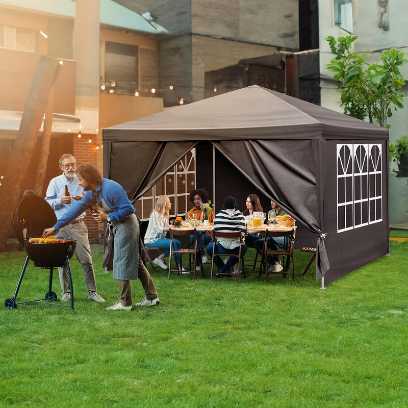 10'x10' Gazebo Waterproof Outdoor Canopy Patio Tent Party Tent for Wedding BBQ Cater, Black 10'x10' Gazebo Waterproof Outdoor Canopy Patio Tent Party Tent for Wedding BBQ Cater, Black
