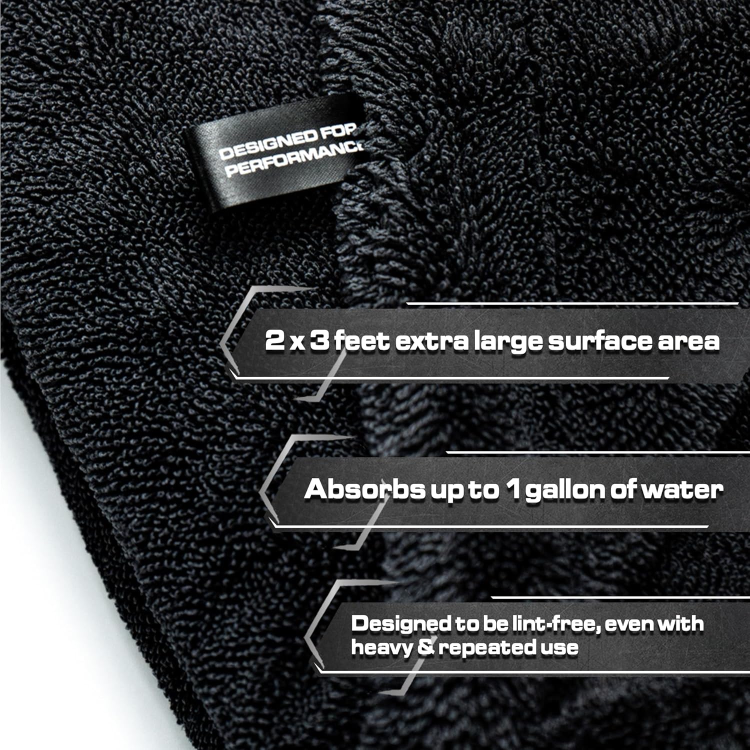 24"x36" Twisted-Loop Car Drying Towel, 1300GSM, Streak Free, Lint Free, Reusable - Car Accessories, Microfiber Cleaning Cloth for Car, Truck, SUV - One Pass Is All You Need