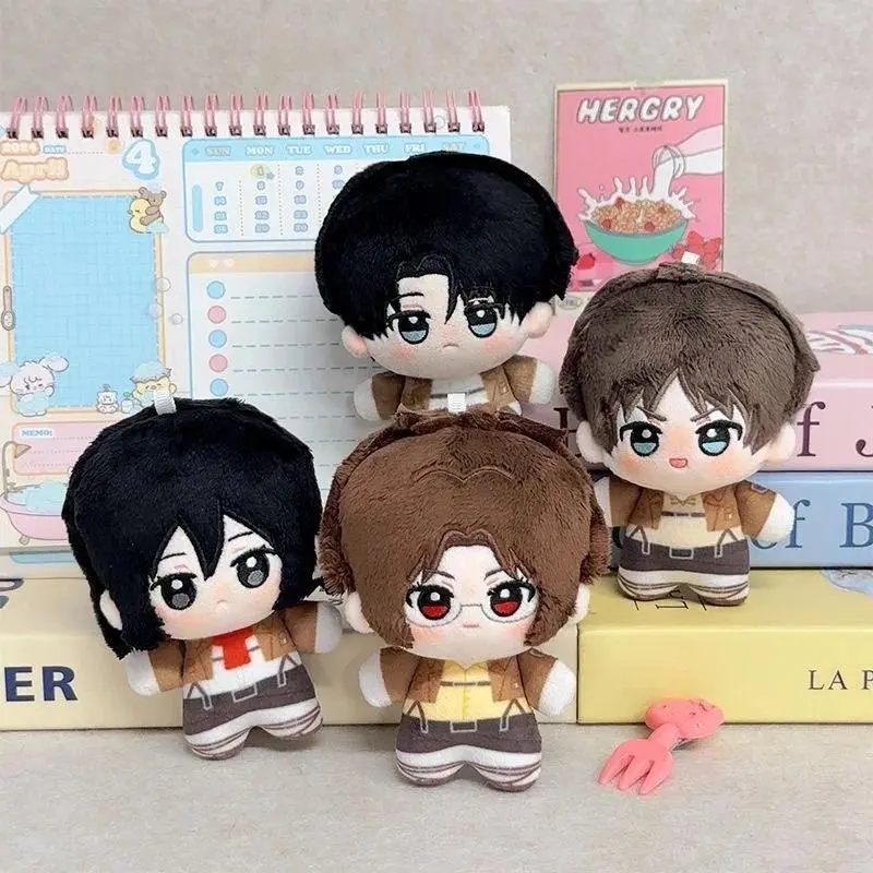 2026 hot item new 10cm Attack on Titan Plush Doll Eren Mikasa Levi Anime Mini Doll Keychain Cute Backpack Pendant Decoration Boys Girls Gift Popular toys