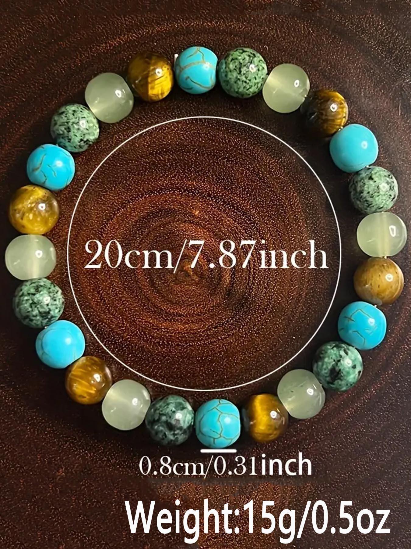 1pc Tiger's Eye Stone, Granite, Amethyst, Lapis Lazuli, Green Pine Stone,Anxiety Bracelet Tiger Eye Stone, African Turquoise Bracelet,Fashionable Commuter Bracelet, Versatile For Daily Wear,Jewelry for Men and Women, Perfect Gift