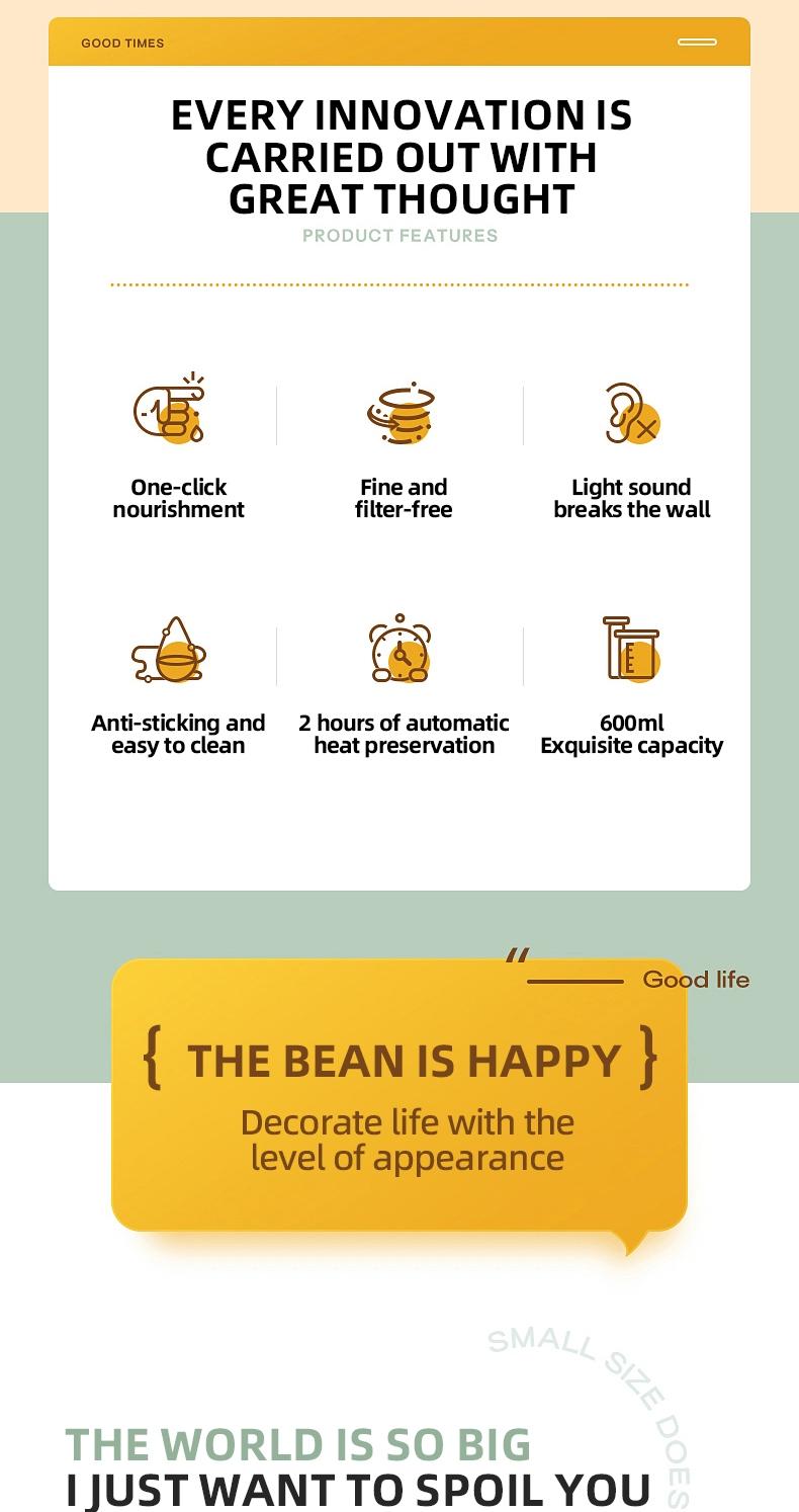 Automatic Multifunctional Household Soymilk Maker, No Cooking or Filtering Needed, Includes Juice Blender, Oatmeal Smoothie Machine, Nut Milk Machine