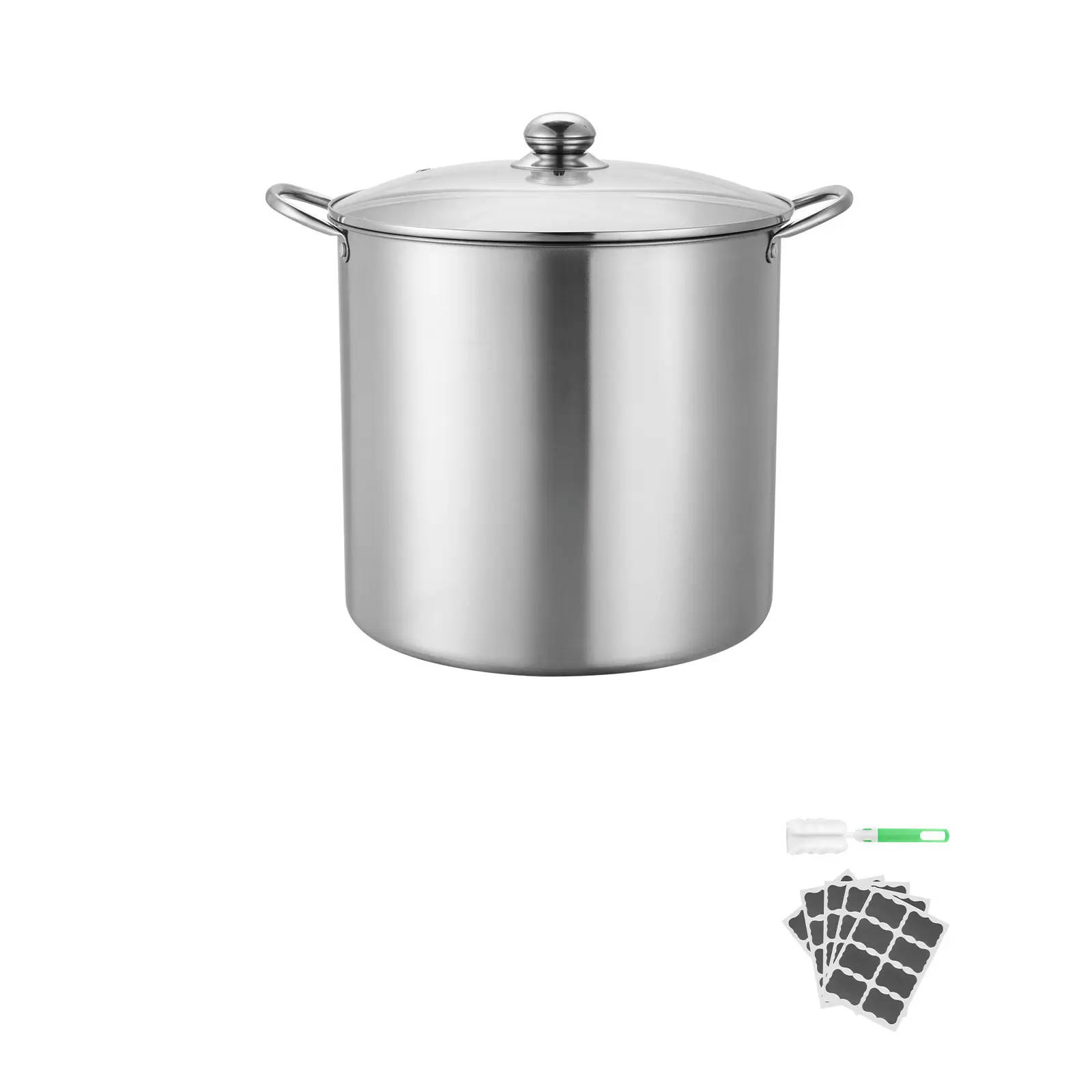 21 QT Canning Pot with Rack and Lid, Stainless Steel Waterbath Canner with Dual Handle and Glass Lid, Compatible with All Cooktops: Induction, Gas, Electric, Glass, Ceramic, Halogen