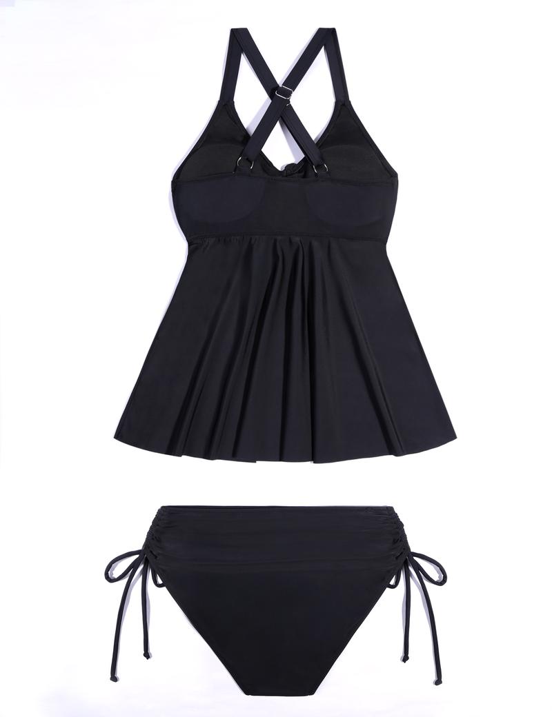 Blooming Jelly Modest Tummy Control Swimwear with Bottoms Womens Two Piece Tankini Swimsuits