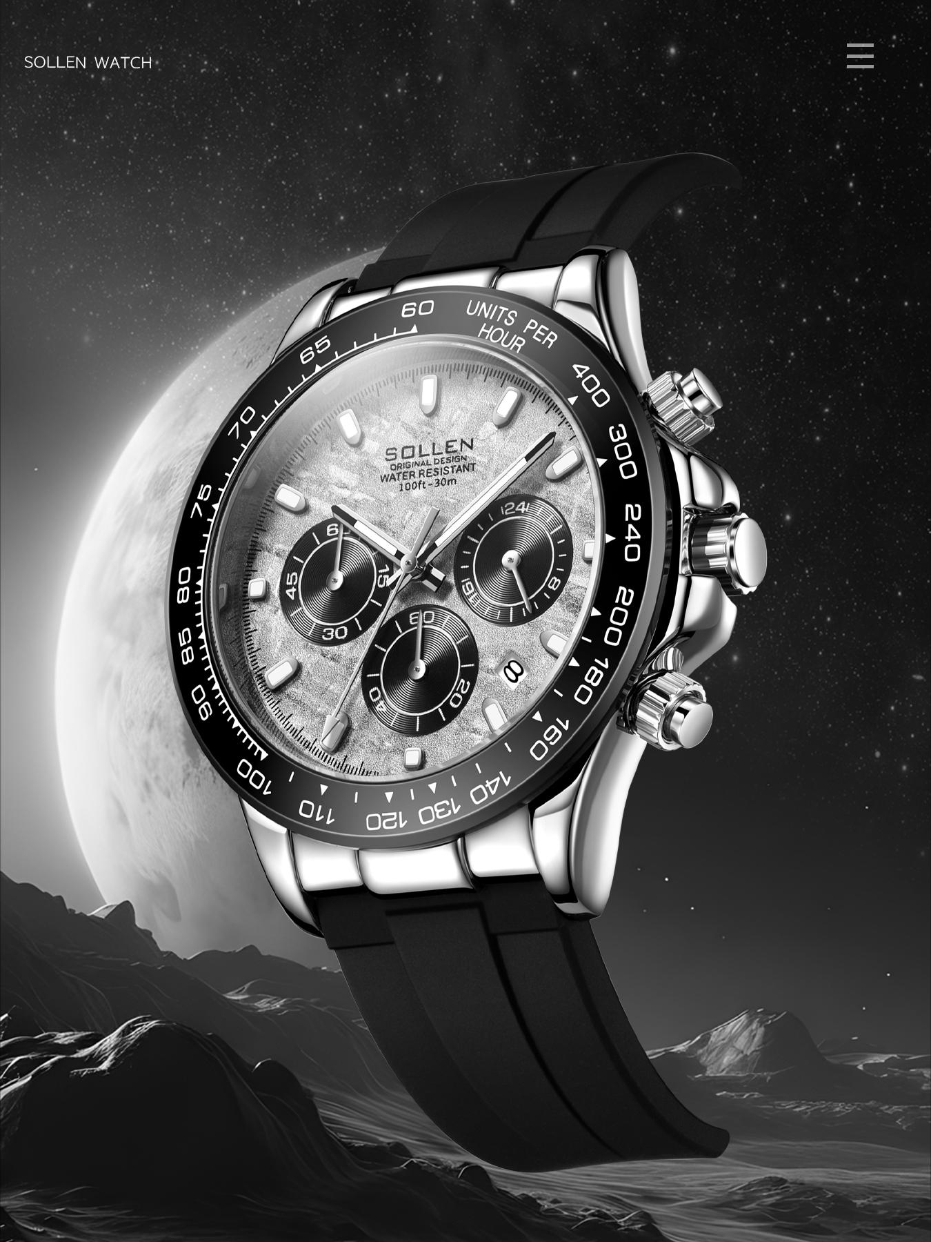 [0407] Luxury Men's Multifunction Quartz Watch – Large Dial Day/Date Display, 24-Hour Chronograph, Water-Resistant Silicone Strap, Modern Sport Design | Premium Gift for Boyfriend, Husband, Christmas, Valentine’s Day, Father’s Day & Anniversaries – 713