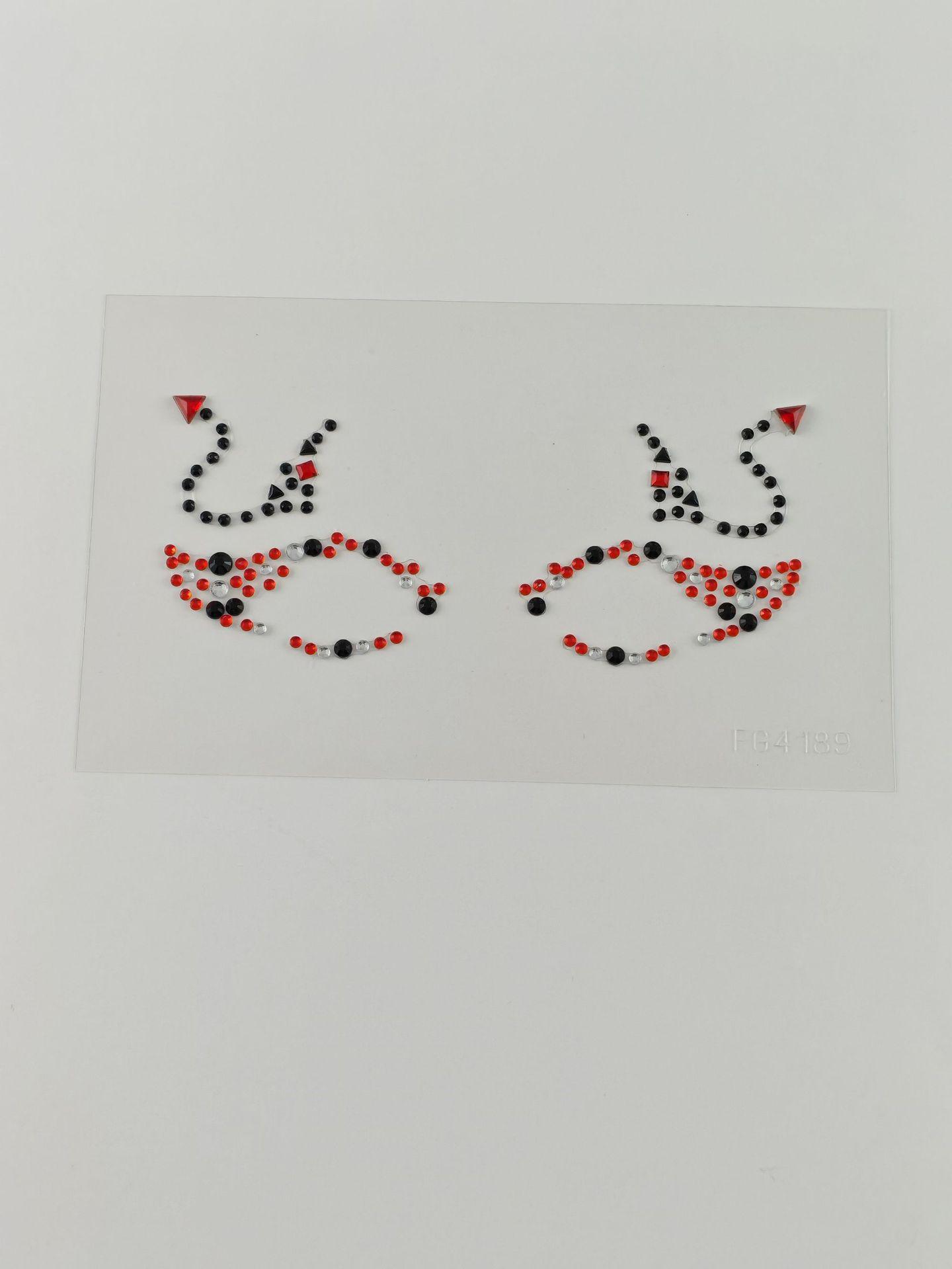 Halloween skull face rhinestone stickers, forehead rhinestones, stage makeup face rhinestone stickers, decorative makeup rhinestones, party face stickers