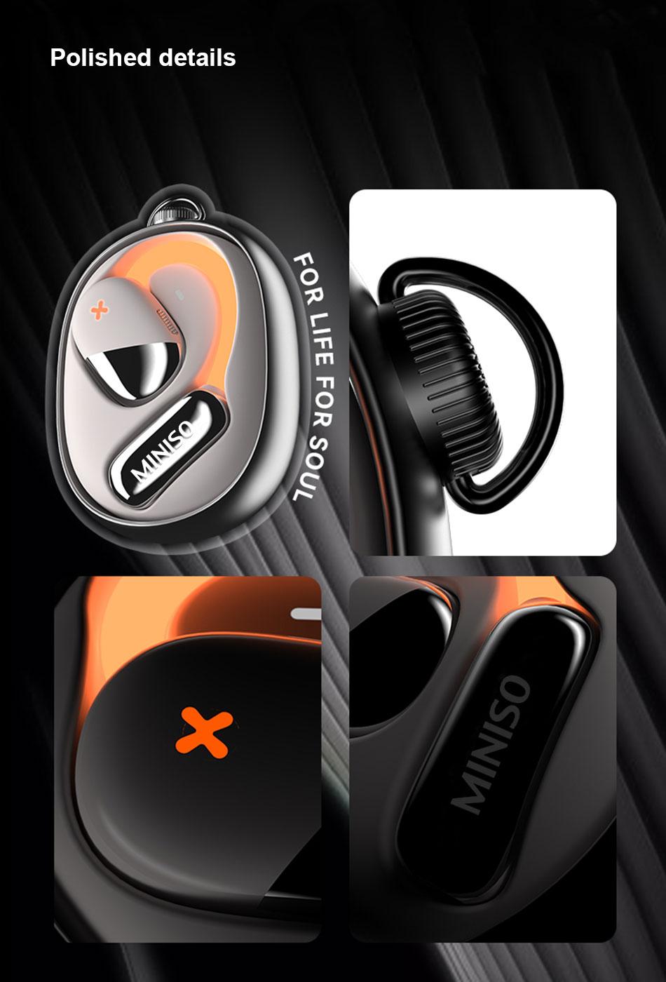 MINISO M99 AI Wireless BT V5.4 Open Earphones, Lightweight & Comfortable, Supports 134 Language Translation with APP, Immersive Sound Effects