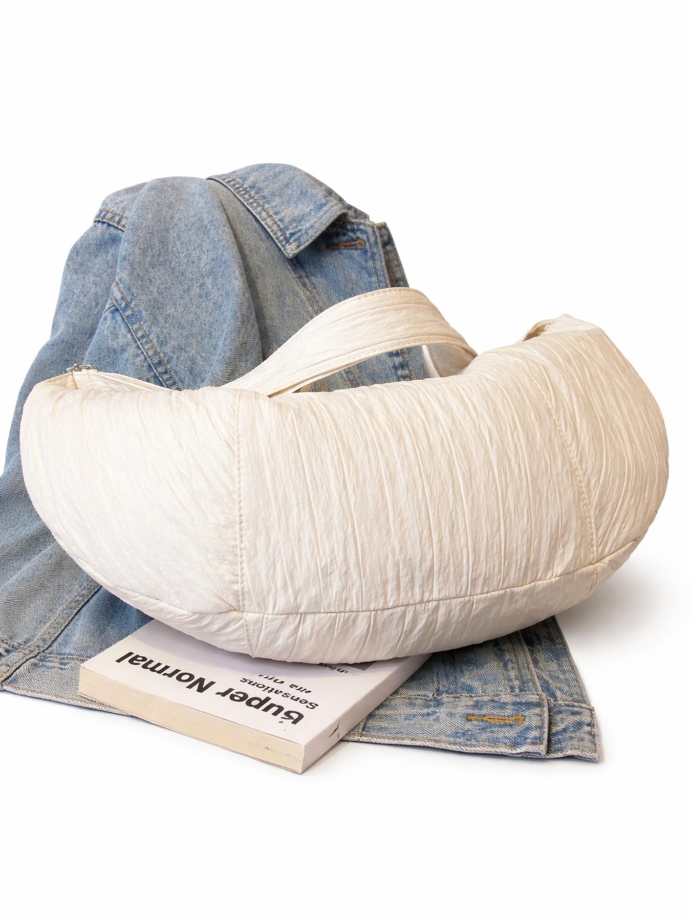 Women’s Crescent Hobo Bag, Large Capacity Shoulder Crossbody Bag, Ruched Cloud Underarm Purse, Casual Commuter Tote Handbag