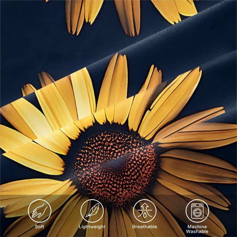 3Pcs Vibrant Sunflower Pattern Fitted Sheet Set, Modern Floral Digital Print Bedding Set, Soft and Cozy Microfiber Bedspreads, Ideal for Brightening Up Your Bedroom and Creating a Contemporary Ambiance, Includes 2 Pillowcases, No Pillow Core