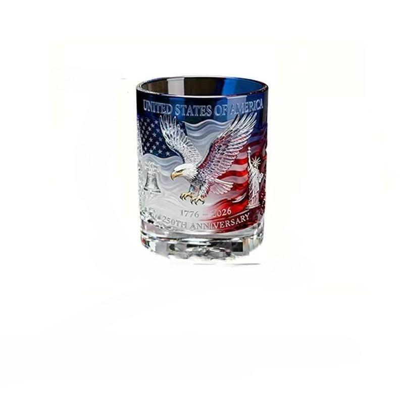 Usa 250th Anniversary Whiskey Decanter & Glass Set, Us Flag Bald Eagle Statue of Liberty, Patriotic Home Bar Gift for Husband, Dad, Groomsmen, Military Containers, Barware