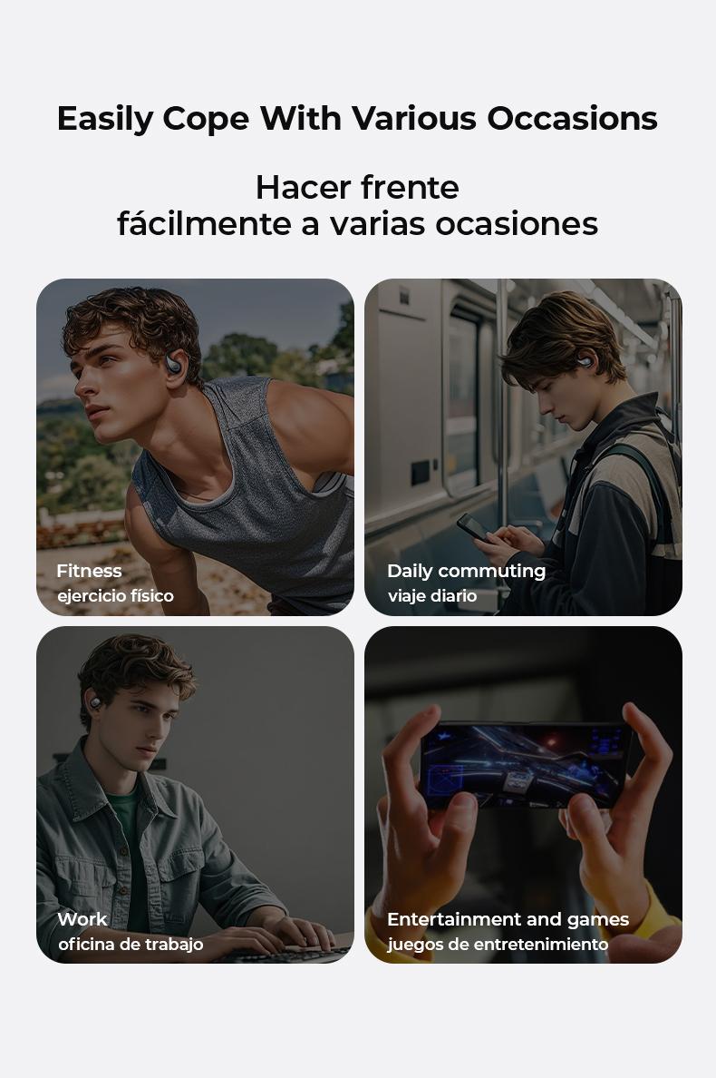 ERAZER XP9 OWS True Wireless Bluetooth Earphones, Open Ear Headphones for iPhone Android Mobile Phone, Waterproof Headseets with Display Charging Case Earbuds