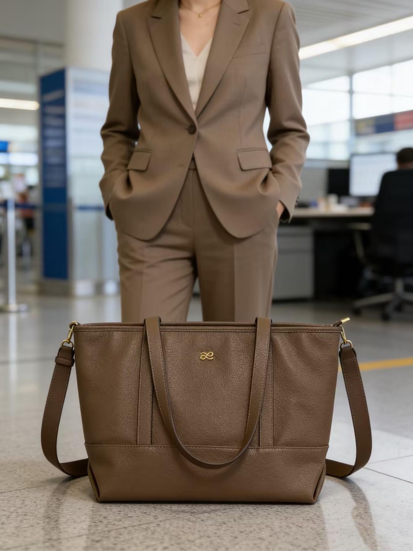 House of Littlebunny Corporate Daily Tote Bag, Sophisticated Leather Design, Organizational Compartments, Ideal for Career Women