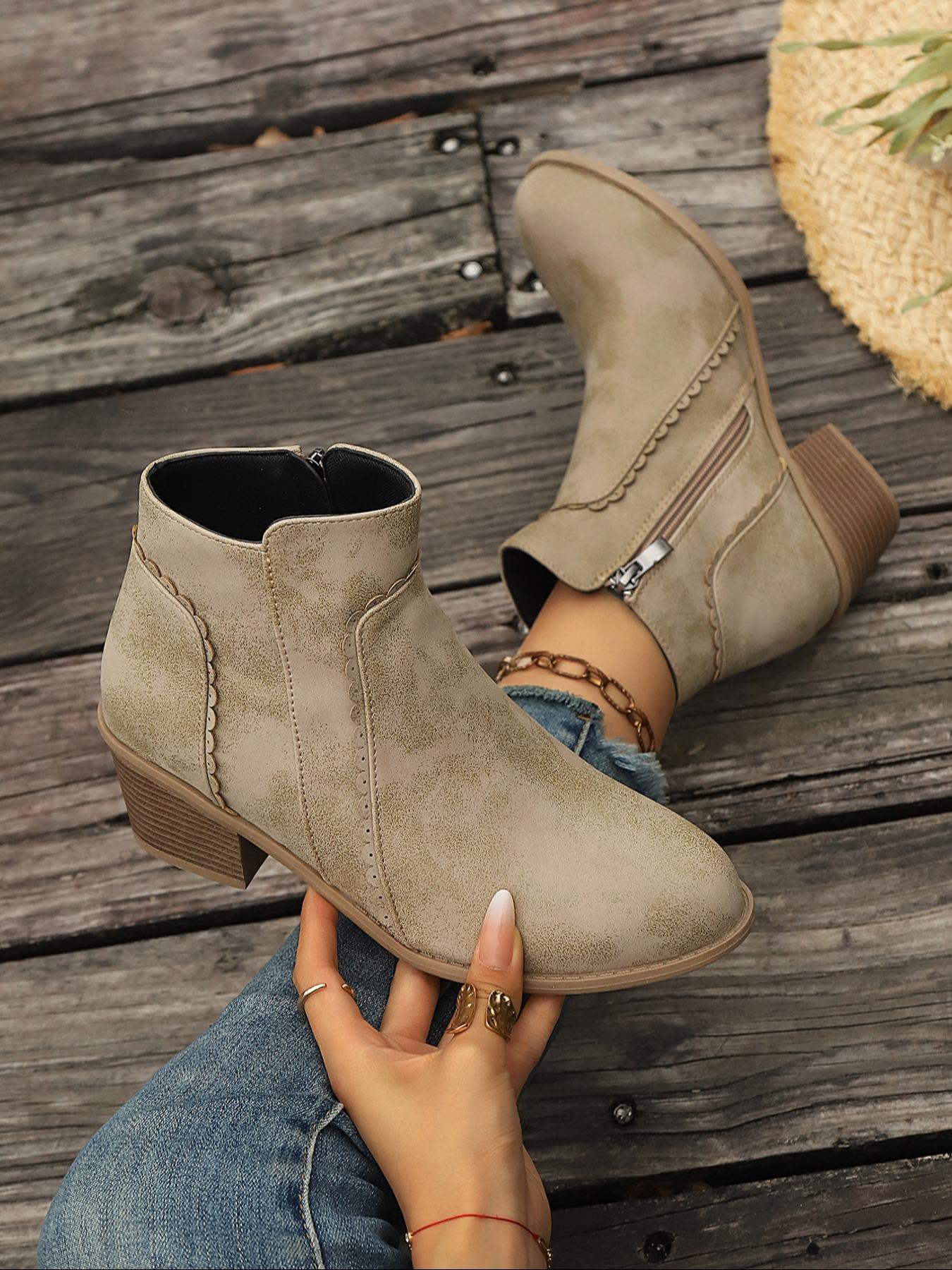 Women's Buckle Boots, Slim Fit Elegant Modern Style, Comfortable Daily Wear Shoes, Fashion Designer Trendy Design, Western Ankle Boots