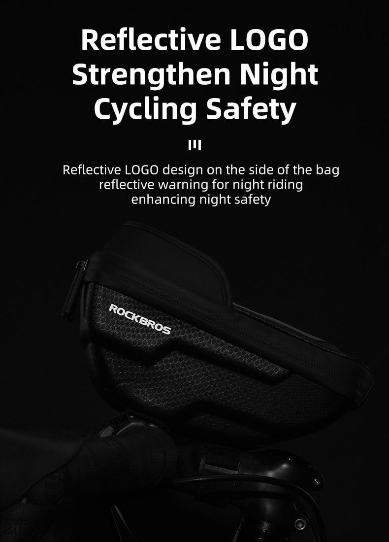 ROCKBROS Bike Phone Mount Bag Bike Front Frame Handlebar Bag Waterproof Bike Phone Holder Case Bicycle Accessories Pouch Sensitive Touch Screen Compatible with iPhone 11 XS Max XR 8 Plus Below 6.5"