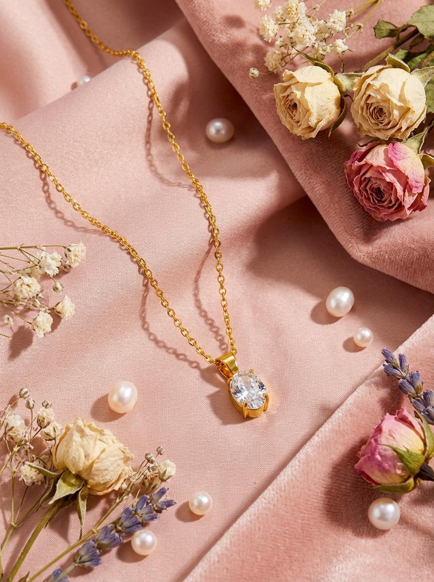 Ins Fashion 5A Zircon Necklace Stainless Steel Polished Waterdrop Pendant Chain Elegant Jewelry for Women