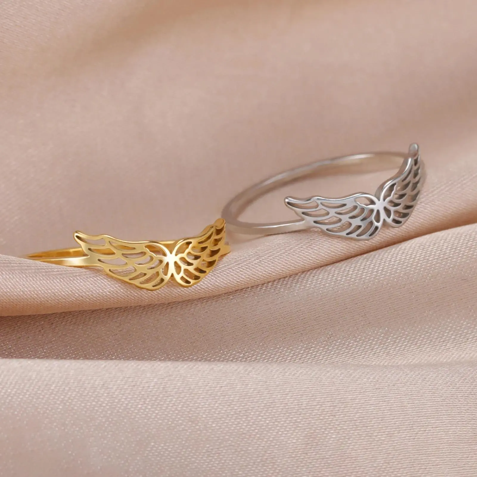 Women's Skyrim Wing Shape Stainless Steel Ring - Acid/Alkali Resistant, Kpop Fashion Jewelry, Wedding Band, Birthday Gift, Wholesale Costume Accessory, Resists Acid/Alkali