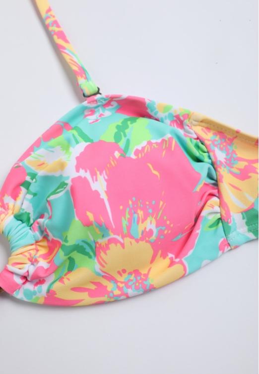 2026 Women’s Colorful Tie-Dye Strapless Bikini Set, Removable Straps and High-Waisted Thong, Perfect for Beach and Pool Parties