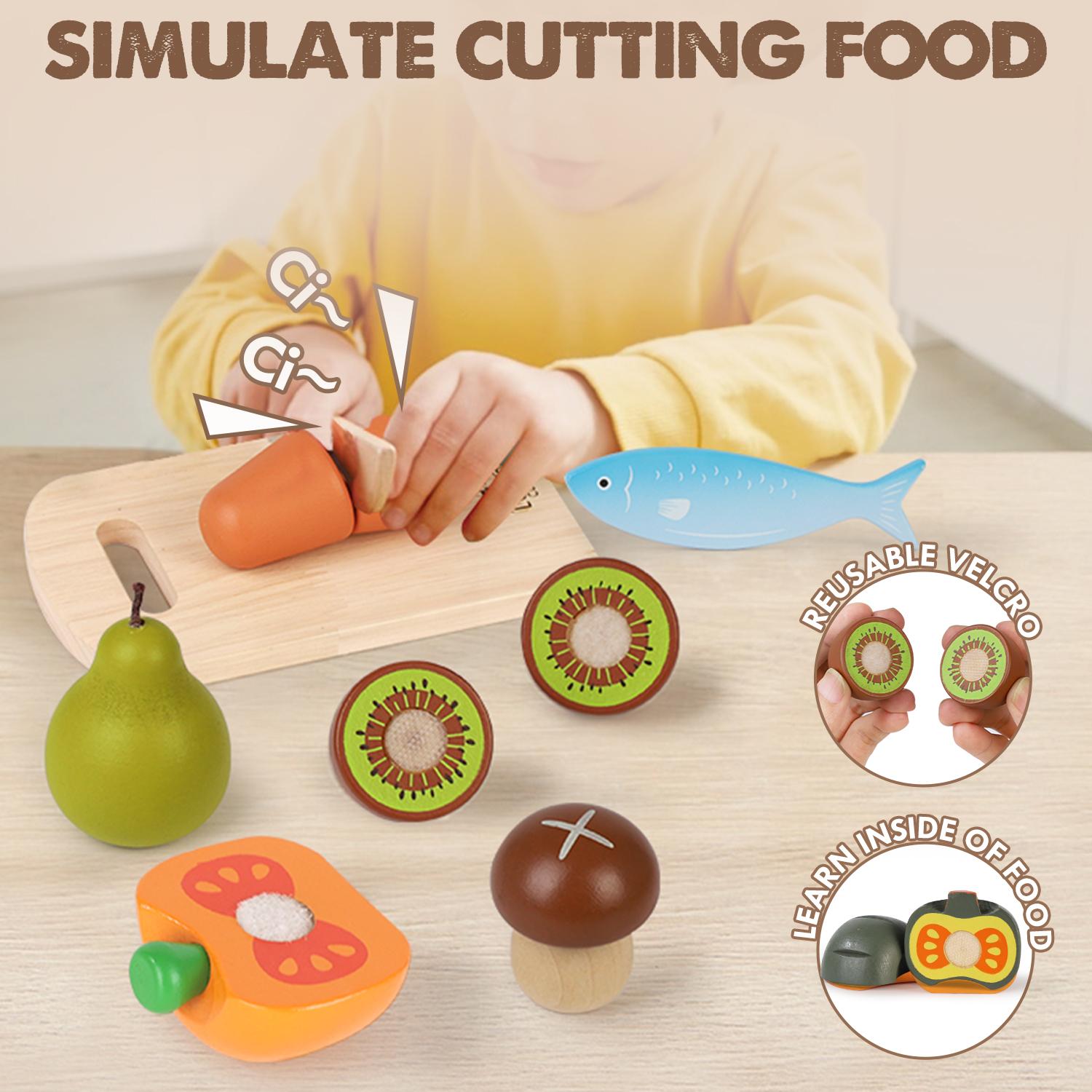 Wooden Pretend Play Food, Wooeden Breakfast Food, Play Food Sets with Shopping Bag for Kids Kitchen, Fake Food Pretend Play for Kids, Realistic Food Playset Cutting Fruit Bread Egg Bag, Role Playing Toys for Kids Wooden Pretend Play Food, Wooeden Breakfast Food, Play Food Sets with Shopping Bag for Kids Kitchen, Fake Food Pretend Play for Kids, Realistic Food Playset Cutting Fruit Bread Egg Bag, Role Playing Toys for Kids