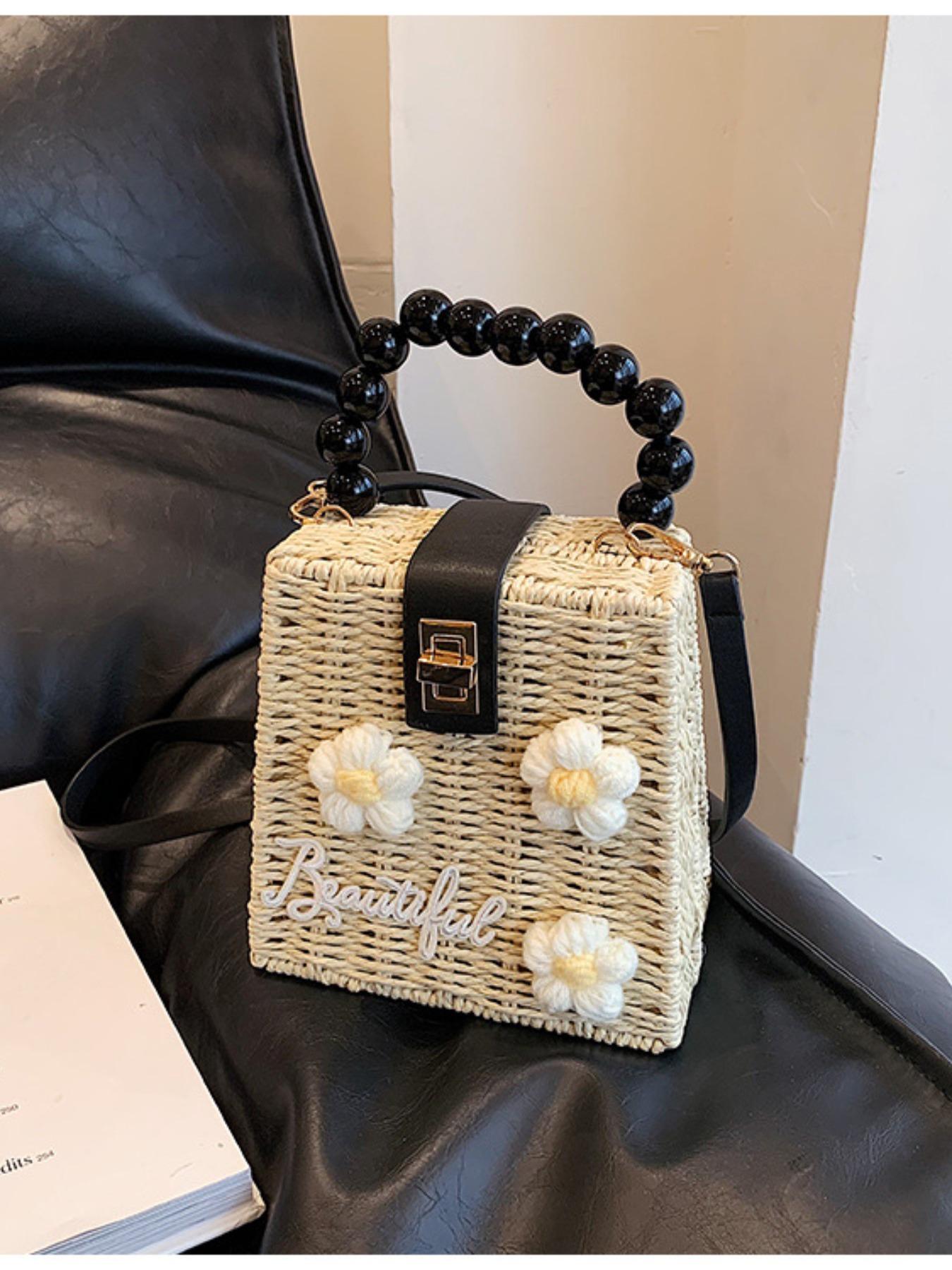 French Straw Handbag 2026, Cute Beach Crossbody Bag, Trendy Shoulder Bag, Stylish Woven Backpack, Fashionable Accessory