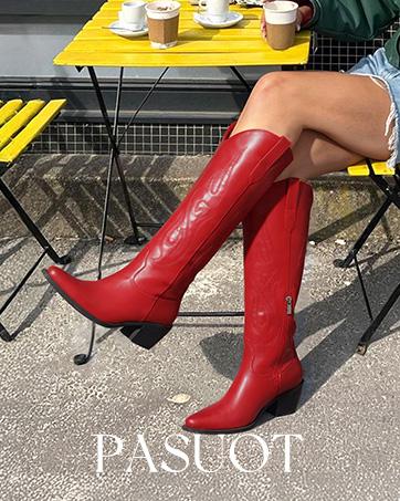 【Valentine's Day Gift】Women's Western Cowboy Boots - Knee-High Cowgirl Boots with Classic Embroidery, Slip-On Pointed Toe, Chunky Heel Brown Boots Footwear Walking Shoes Fallfashion