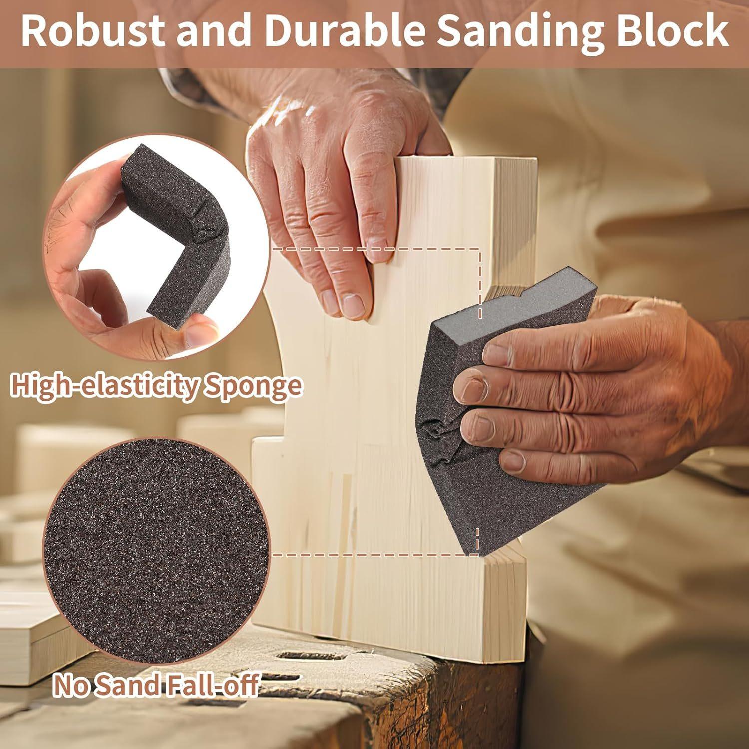 Sanding Sponge 60/80/120/180/220 Grit Coarse Medium Fine Sanding Blocks for Drywall Metal Wood Washable And Reusable Sanding Sponge, Coarse Sponge Sanding Blocks Set